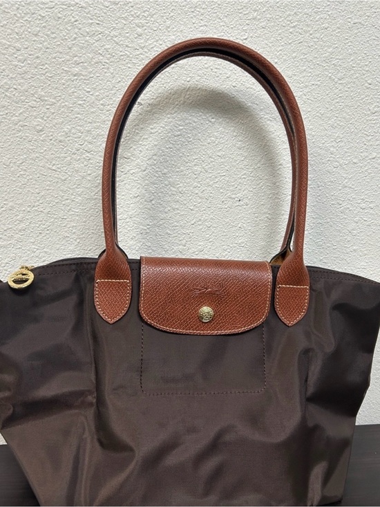 Longchamp Handbags - Longchamp Brown Nylon Tote with Tan Leather Trim